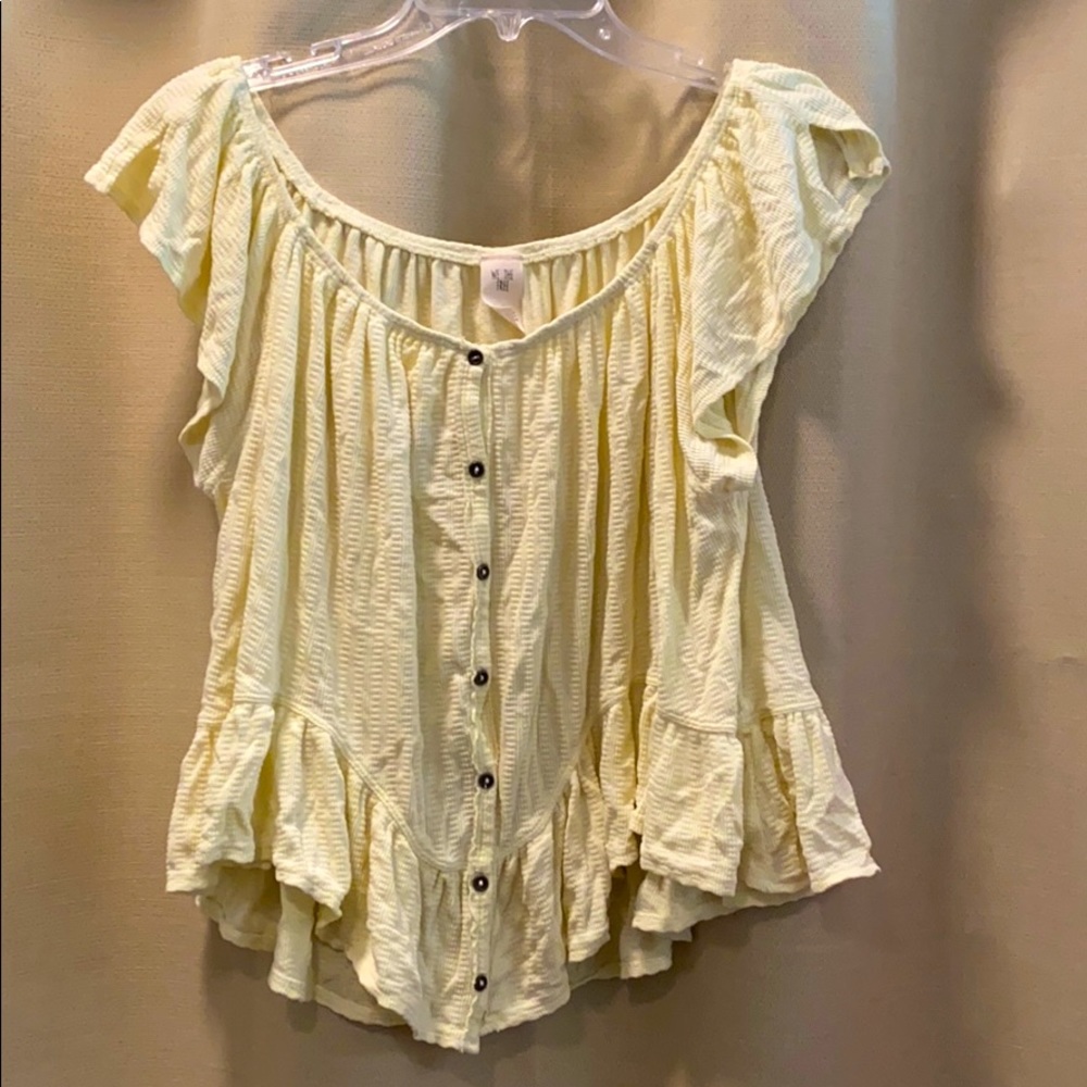 Yellow off the shoulder free people blouse. Size M